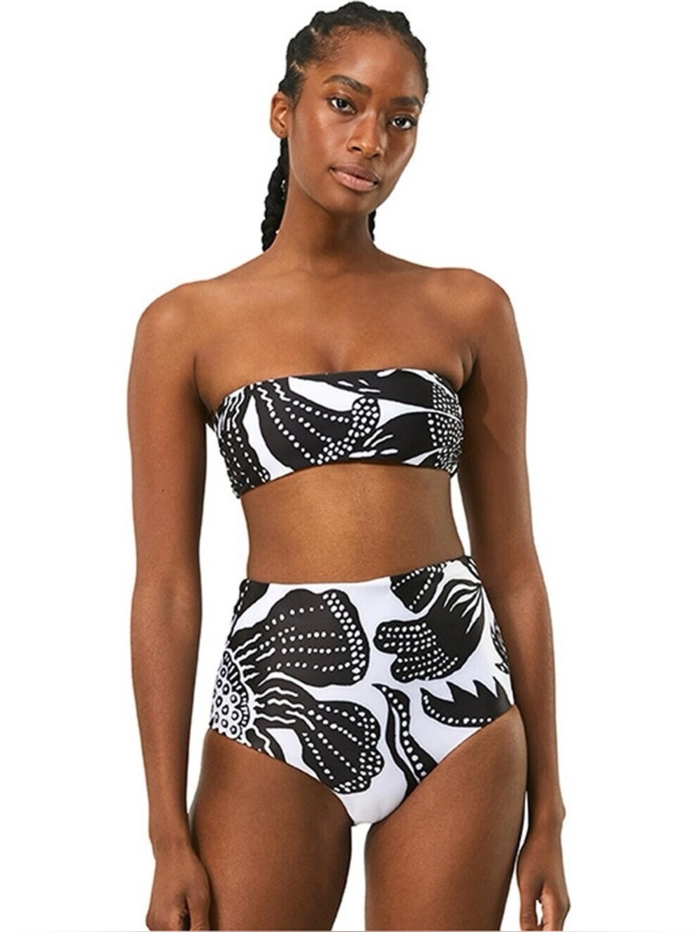 Mara Hoffman Abigail High-Waist Floral Print Bandeau Bikini